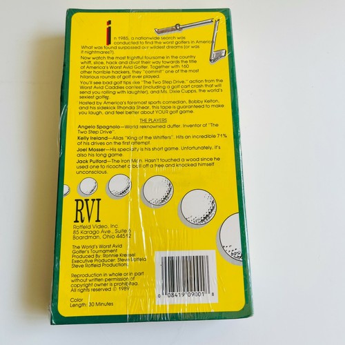 1989 World's Worst Avid Golfer Tournament VHS Spagnolo Ireland Mosser Pulford - Imagen 2 de 3