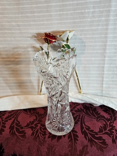 American Brilliant ABP Hobstar geschliffenes Glas Korsett Vase Sägezahnrand 9,25 Zoll - Bild 4 von 10