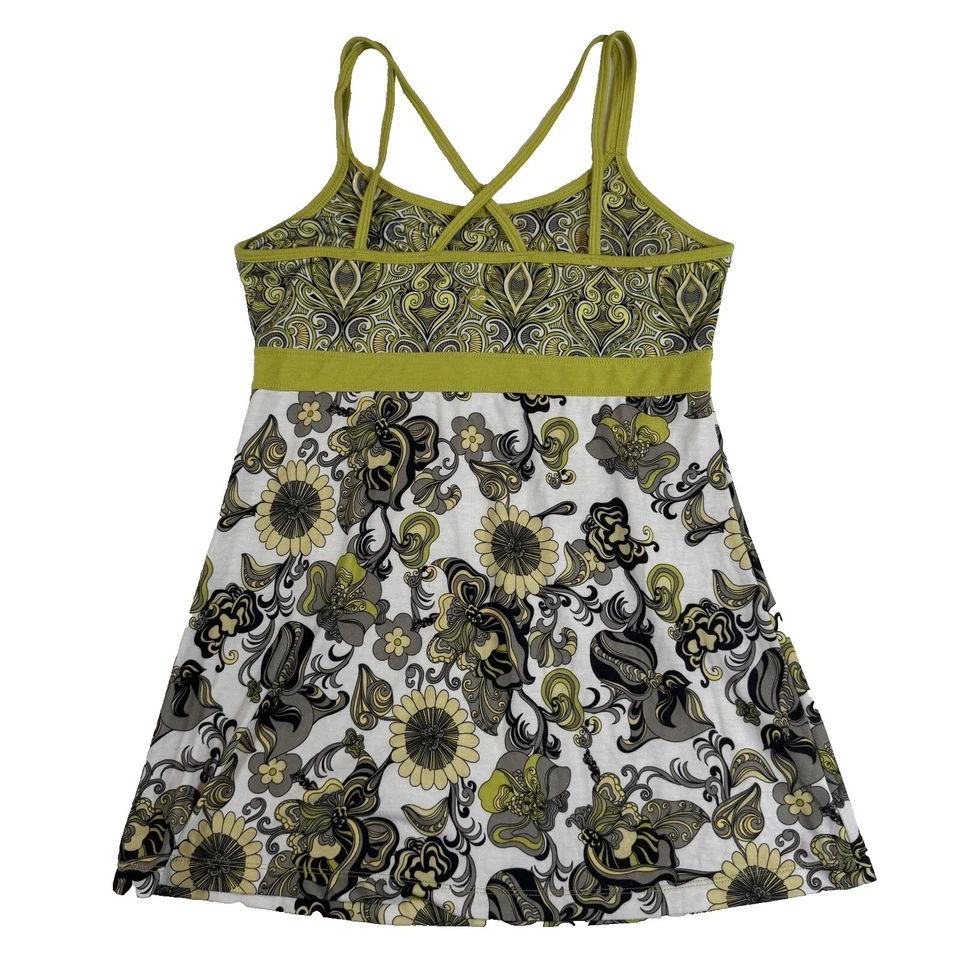 Camiseta sin mangas prAna Kaley para mujer S verde floral sujetador incorporado entrenamiento yoga al aire libre Foto 3 de 4