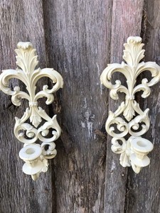 Details About Pair Of Vintage Burwood Homco Home Interior Wall Candleholders Sconces