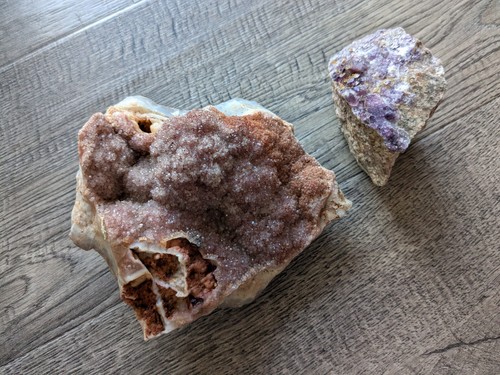 Sparkly Natural Pink 1.4lb & Purple 8oz Quartz Crystal Mineral Rocks - Picture 1 of 13