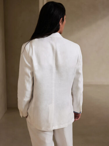 Banana Republic VILLA LINEN TWILL SUIT JACKET SIZE 46R NEW OFF WHITE - Picture 2 of 8