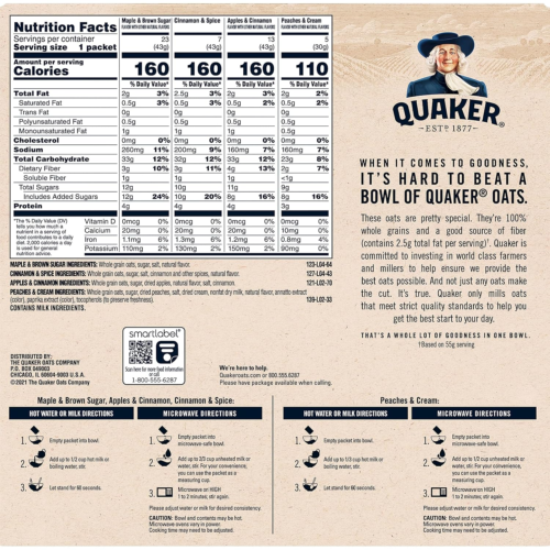 Quaker Instant Oatmeal, 4 Flavor Variety Pack, Individual Packets, 48 Count - Picture 2 of 5