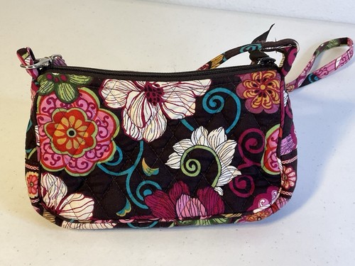VERA BRADLEY Black w/Flowers Small Shoulder Purse. 9”x5”x3”. Excellent Condition - Picture 2 of 7