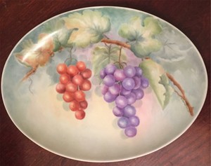 Antique-Victorian-Hand-Painted-Grape-Vineyard-China-Serving-Platter-Plate-Vtg