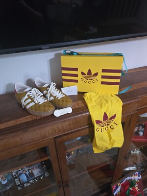 Adidas x Gucci Gazelle Metallic Gold Size 10 Open Box All Adidas x Gucci Gazelle Metallic Gold Size 10 Open Box All