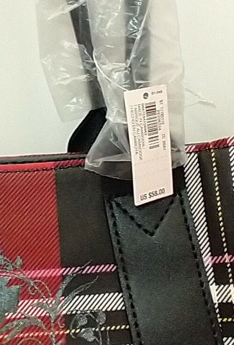 Victoria Secrets Plaid With Front Floral Design Large Tote Bag - Picture 4 of 6