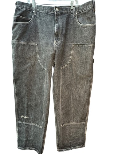 Jeans vintage Sean John doppio ginocchio 42x31 nero larghi larghi Y2K Rave Diddy Yachty - Foto 8 di 13