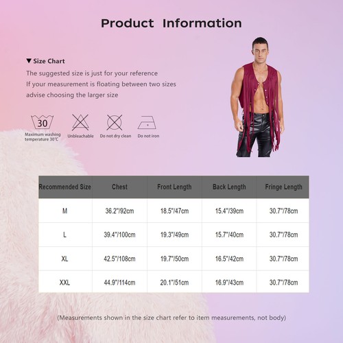 Costume gilet crop uomo capospalla festa top orlo anni 60 cowboy hippie travestimento rave - Foto 14 di 39