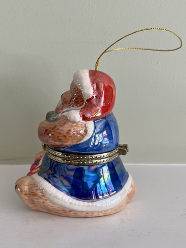 Mr. Christmas Porcelain Teddy Bear Music Box Ornament Wish You a Merry Christmas - Picture 4 of 10