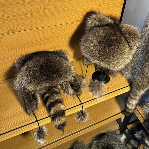 Ein Stück Erwachsene Echt Waschbär Pelzmütze Trappermütze Russische Mütze Uschanka Skijäger Mütze - Bild 4 von 11