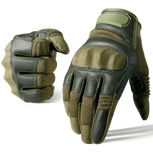 PU Leather Tactical Gloves Touch Screen Cycling Hard Shell Hiking Combat Hunting - Picture 23 of 24