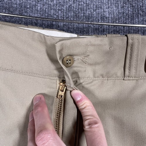 NOS VINTAGE 70s Sears Work Leisure Pants Regular Perma-Prest 33x28 Beige Khaki - Picture 8 of 18