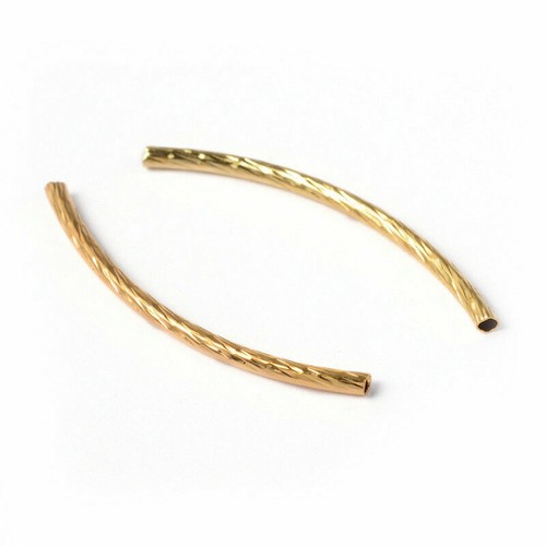 50pcs 1.4" Gold Tone Brass Tube Metal Beads Curved Decorative Loose Spacers - Picture 2 of 7
