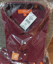 NWT 89.50 TALLIA Men Red LONG-SLEEVE DRESS SHIRT SIZE XL- 17.5 NECK