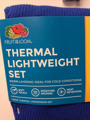 Fruit of the Loom Boys Thermal Lightweight Blue Set 2 PiecesX Small (4-5) - Picture 3 of 8