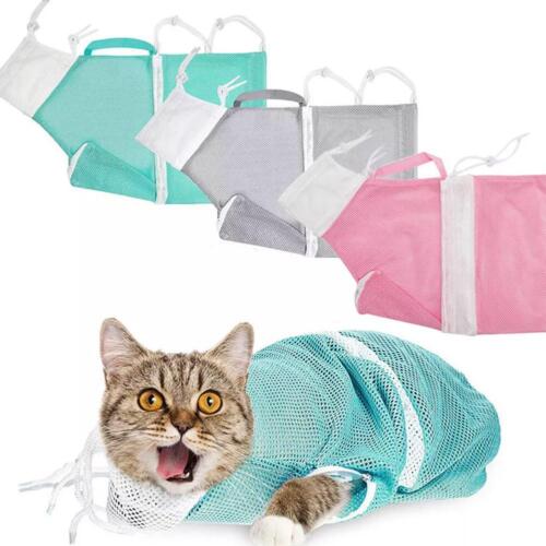 Cat Shower Net Bag Cat Grooming Bathing Bag Adjustable Cat Washing Bag D9J2/ - Picture 2 of 18