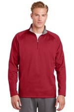 SPORT-TEK F243 SPORT-WICK FLEECE 1/4-ZIP PULLOVER - LARGE - DEEP RED/SILVER