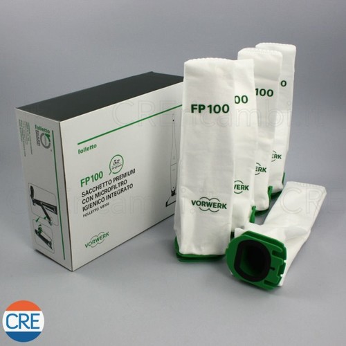 VORWERK Confezione FP100 5 Sacchetti Premium con Microfiltro Folletto VB100 - Picture 1 of 1