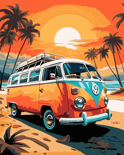 Paint by Numbers Kit for Adults Car,Beach Bus Paint by Number for Beginner on Ca - Picture 8 of 12