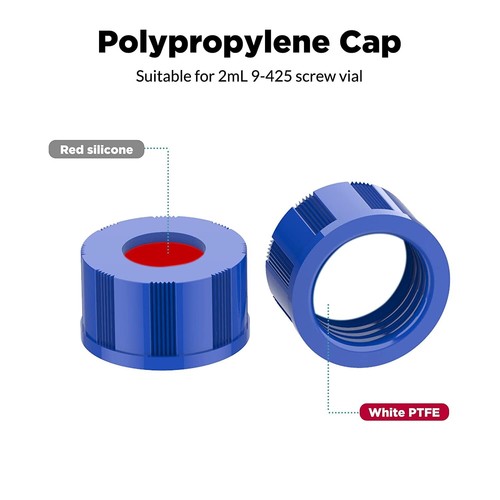 Tapas de viales con tapa de tornillo de 2 ml 9-425 - PTFE rojo/septa de silicona blanca, para vial de 2 ml 9-425 - Imagen 4 de 12
