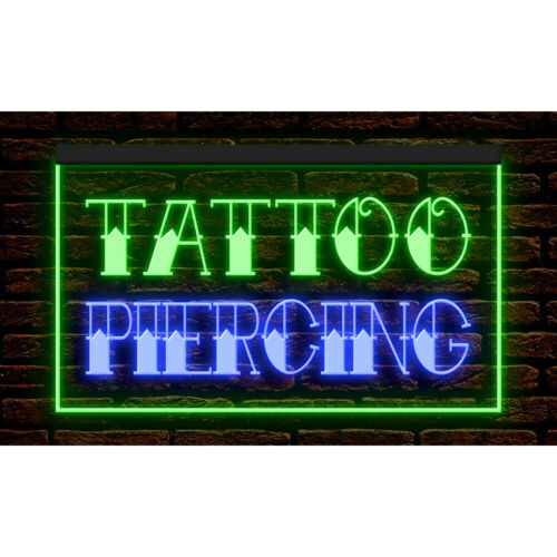 DC100008 OPEN Tattoo Piercing Studio Shop Dual Color LED Night Light Neon Sign - Picture 3 of 27