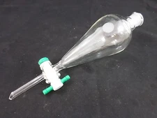 Chemglass Glass 250mL Squibb Separatory Funnel 4mm PTFE Stopcock CG-1742-04