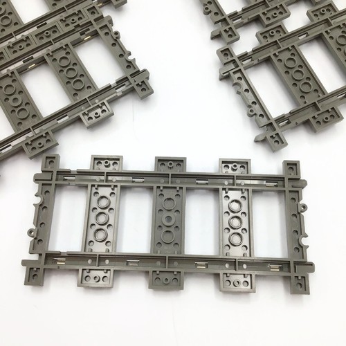 LEGO System Train Track Straight Rails 8 Pc. Set 4515 9V Vintage Old Dark Gray - Picture 3 of 6