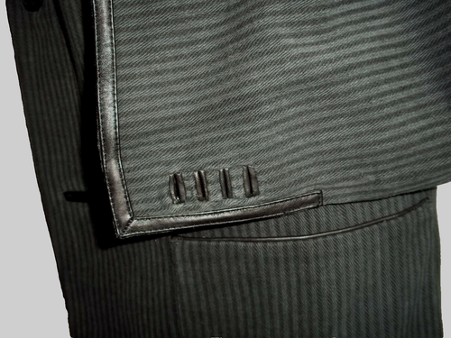 Armani Exchange Gray Striped Plush 2 Button Leather Trims Cotton Jacket Coat 40R - Picture 6 of 9