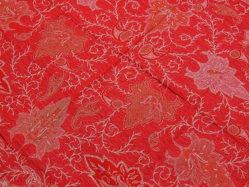 Maroon Woven Wool Table Overlay Floral Tablecloth Kashmir Jamawar Topper 54"x60" - Picture 2 of 5