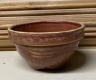 Rare McCoy Burgundy Red SUNRISE Mixing Bowl 5 1/2" D Yellow Ware Stoneware