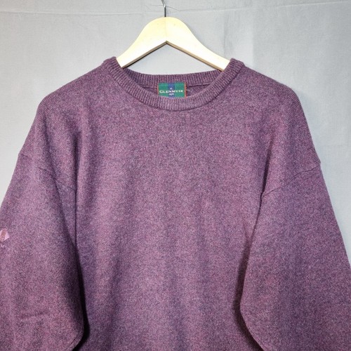Glenmuir Herren Golf Pullover XL Lila 100% Lammwolle Rundhals Langarm - Bild 3 von 9