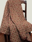 Country Snowfall THROW Red Dark Tan Green 52" x 74"  -- Primitive Farmhouse