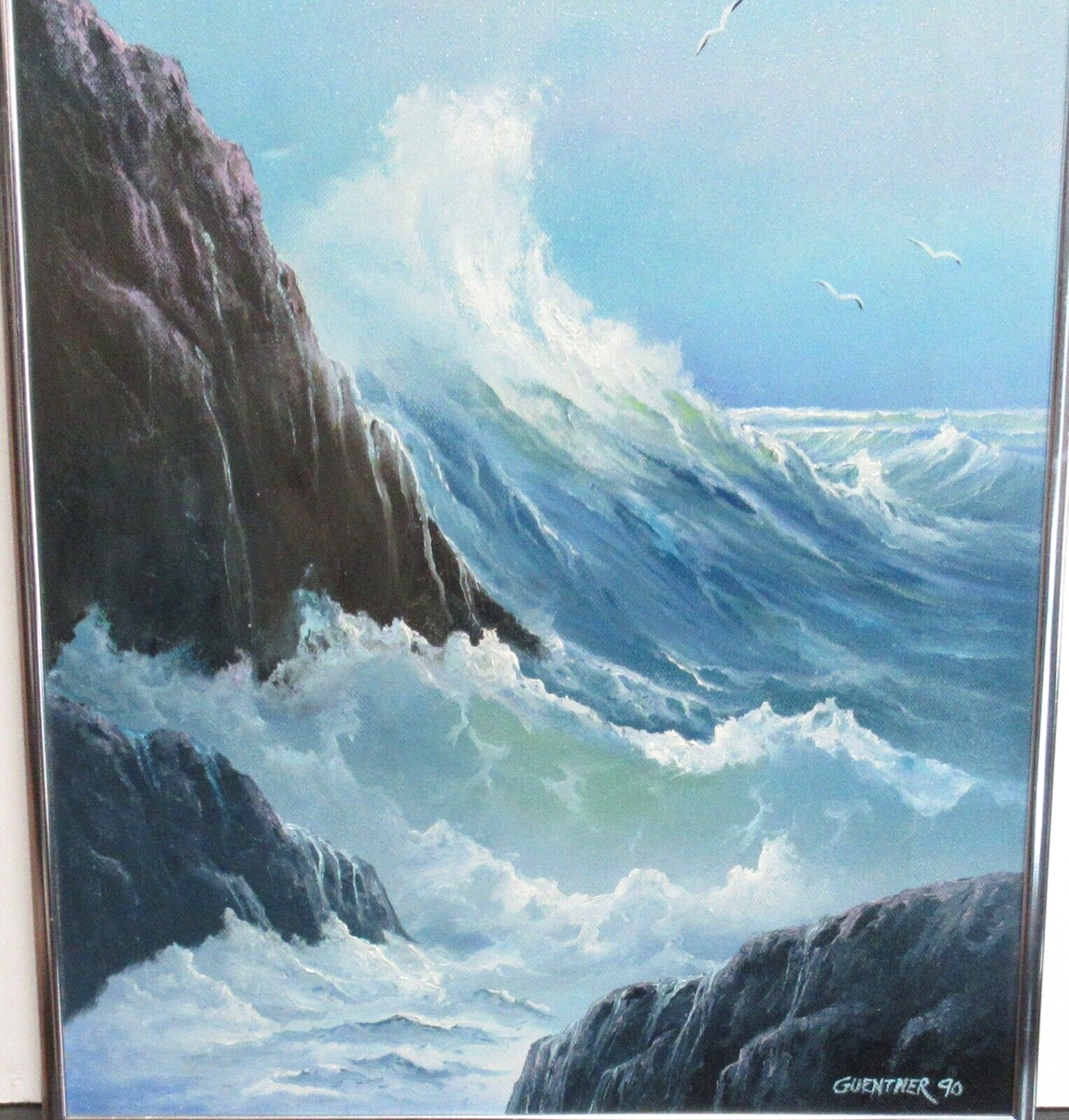 P50号】good blue(cave) 油絵 oil painting P50号】good blue