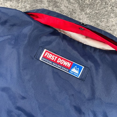 Vintage Sailing Jacket Mens XXL Blue Red Packable Hood First Down Wet Tech 90s - Picture 9 of 17