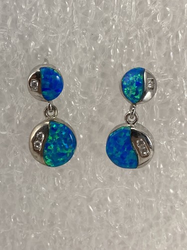 Sterling Silber 0,925 ~ Wilson Opal Zirkonia ~ 3/4" Ohrhänger - Bild 5 von 8