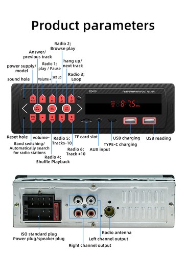 Bluetooth Autoradio Audio Dash FM Aux Ingresso Ricevitore USB MP3 Radio Lettore SD - Foto 10 di 13