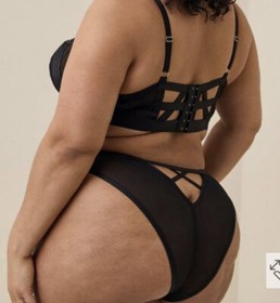 New TORRID 3 3X Black Cage Satin Mesh Tanga Panties Sheer Lingerie SEXY HOT