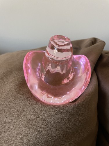 Pink Crystal Cowboy Hat Paperweight Or For Display. Small