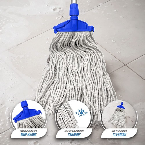 Kentucky Mop Head and Handle Set Clip 16oz Bracket 5x Replacement Floor Mopping - Picture 6 of 12