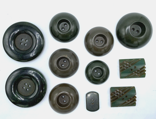 Vintage Bakelite Buttons lot semicrome tested green carved - Picture 2 of 4