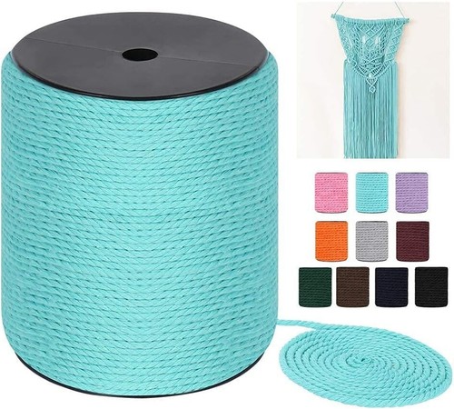 Macrame Cord 4mm x 240Yds, 3-Strand Twisted Rope for Crafts, Teal - Picture 2 of 8