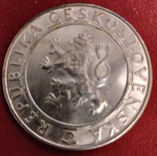 CZECHOSLOVAKIA 100 KORUN 1955 BU Silver 10th Anniversary WWII liberation crown! - Picture 2 of 2