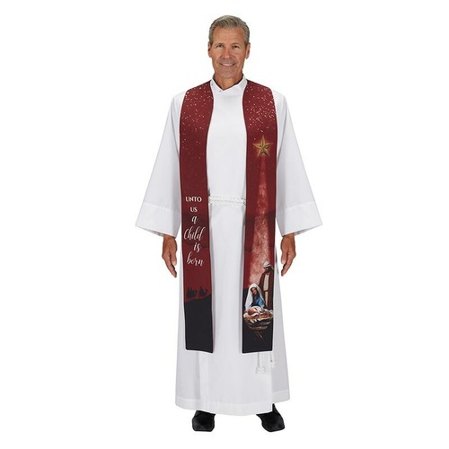 110 Inch Unto Us A Child I Born Priest Stole - Picture 3 of 4
