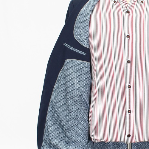 Perry Ellis 44R Navy Sport Coat Blazer Jacket Striped 2B Polyester - Picture 9 of 11