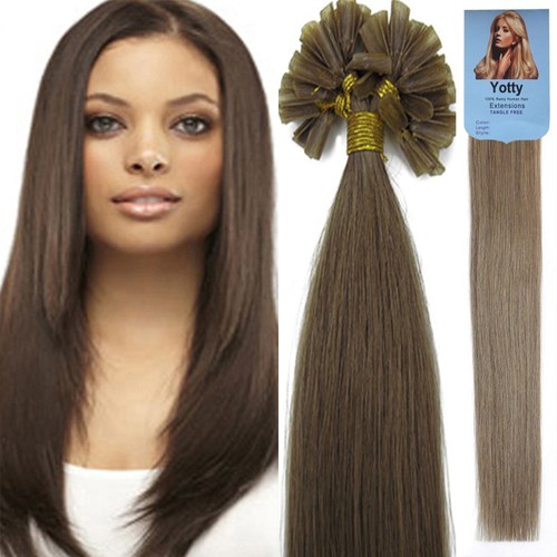 Extensiones de cabello humano brasileño Remy fusión queratina punta en U uñas preunidas 16-26" - Imagen 33 de 82