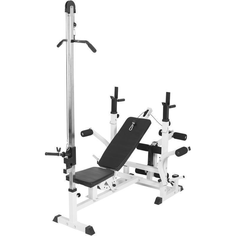 Kraftstation mit Latzug Fitnessstation Hantelbank Trainingsbank Fitnessgerät Kraftstation mit Hantelbank Latzug Fitnessstation Hantelbank mit Trainingsbank Fitnessgerät bc185a