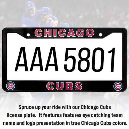 Chicago Cubs License Plate Frame Cover - Black & Thin - EliteAuto3K - Picture 8 of 8