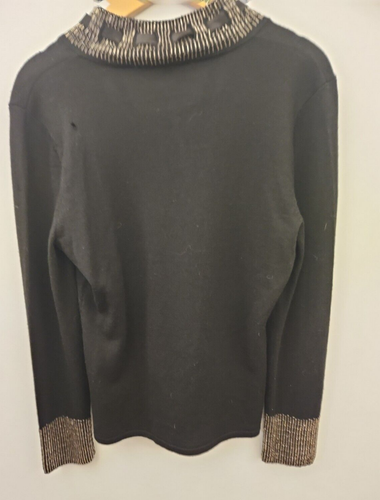 Peter Nygard Black V Neck with Beaded Collar - Picture 5 of 7