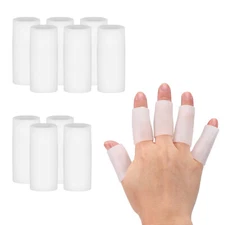 Finger Sleeve Protectors, 10pcs Silicone Gel Finger Cots Cover 2"x0.8" White